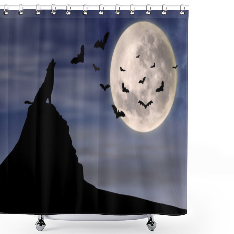 Personality  Wolf And Flying Bats Shower Curtains