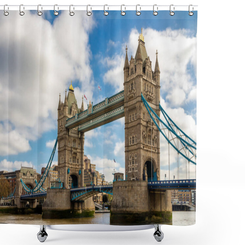 Personality  Tower Bridge With Reflections At Sunset In London, UK. Shower Curtains