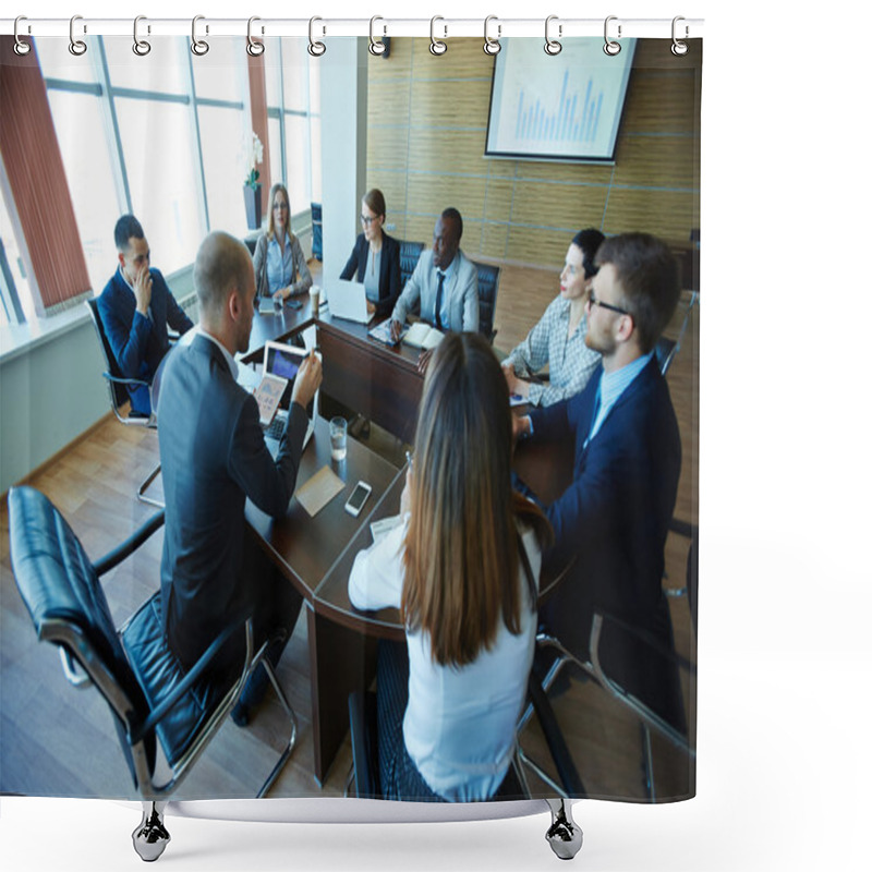 Personality  Employees Discussing Ideas At Meeting  Shower Curtains