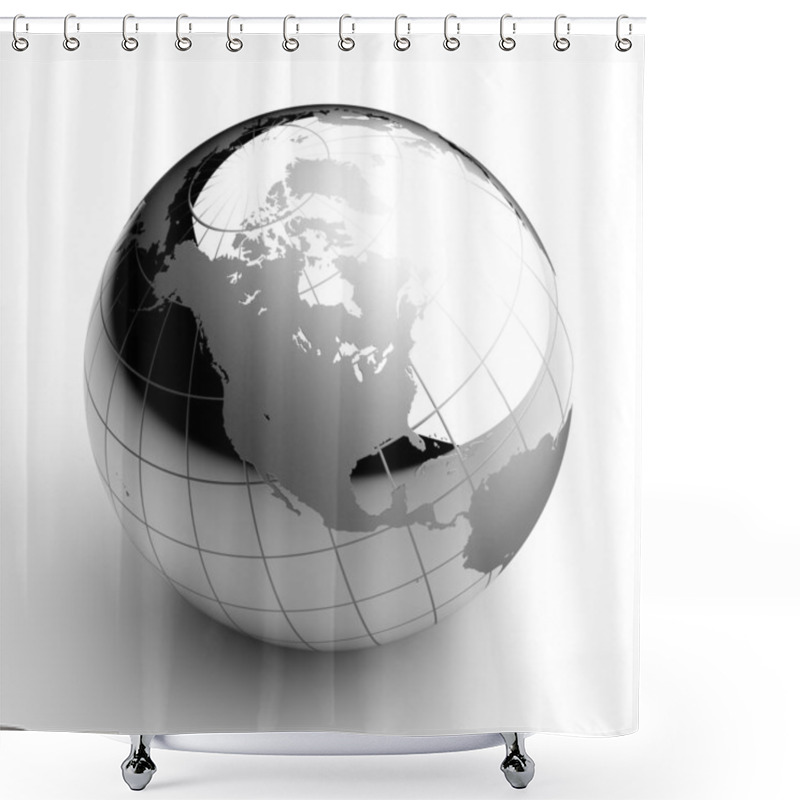 Personality  Chrome Globe On White Background Shower Curtains