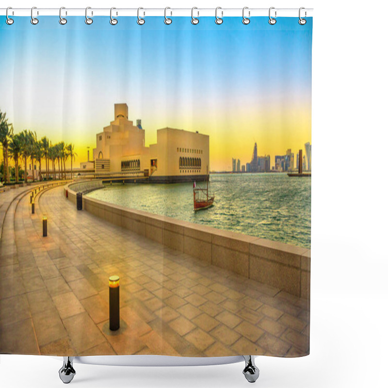 Personality  Doha Bay Landscape At Sunset Shower Curtains