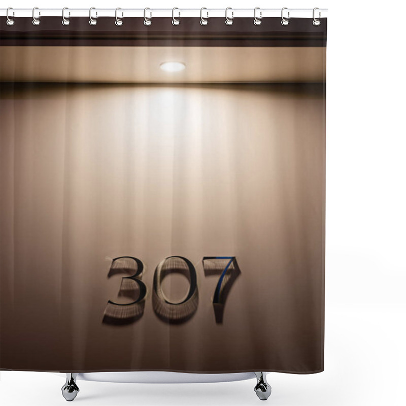 Personality  Room Door With Three Hundred And Seven Numbers In Hotel  Shower Curtains