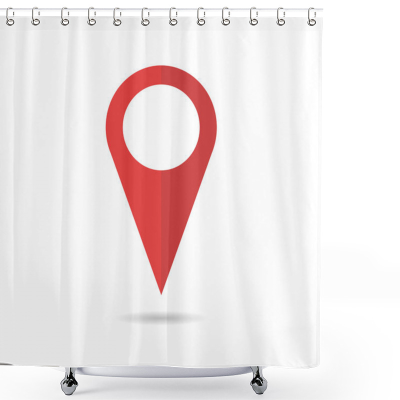 Personality  Red Geo Pin As Logo. Geolocation And Navigation Shower Curtains