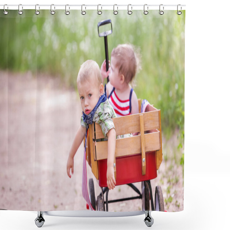 Personality  Two Cute Toddlers In The Park Shower Curtains