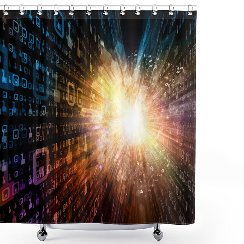 Personality  3D Illustration Of Numbers And Lights In Space On The Subject Of Mathematics, Science And Education Shower Curtains