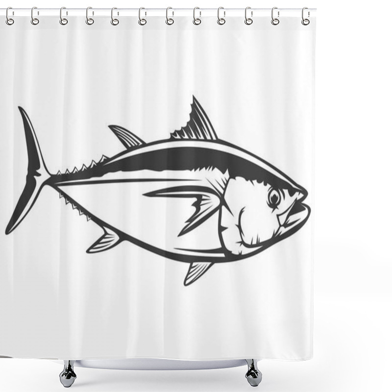 Personality  Tuna Fish Detailed Isolated Shower Curtains