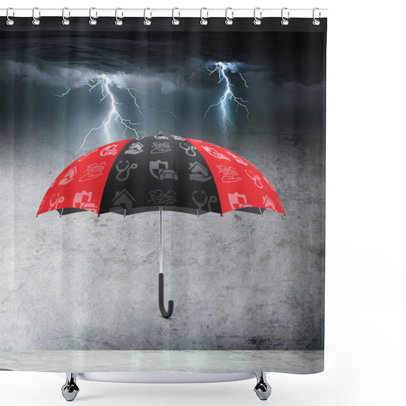 Personality  Family, Life, Car, Home, Medical, Insurance Umbrella Concept Shower Curtains