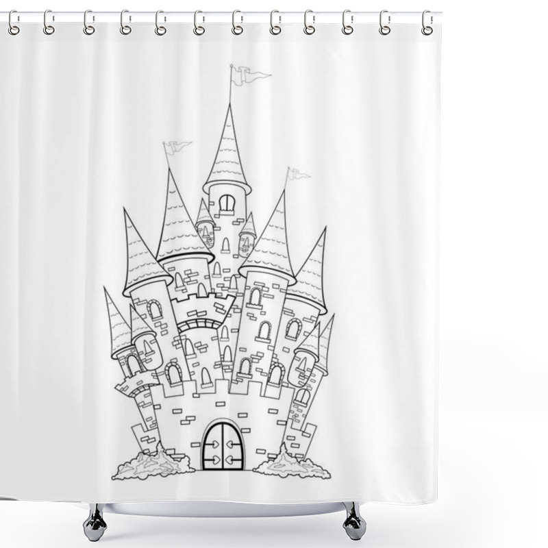 Personality  Outline Sketch Of The Castle Shower Curtains