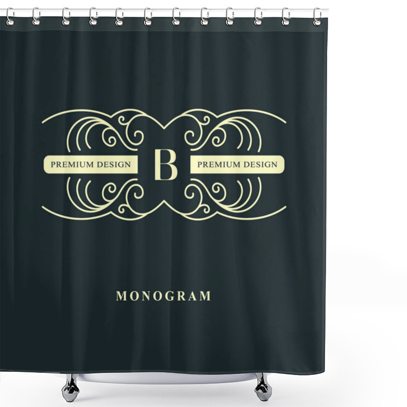 Personality  Line Graphics Monogram. Elegant Art Logo Design. Letter B. Graceful Template. Business Sign, Identity For Restaurant, Royalty, Boutique, Cafe, Hotel, Heraldic, Jewelry, Fashion. Vector Elements Shower Curtains