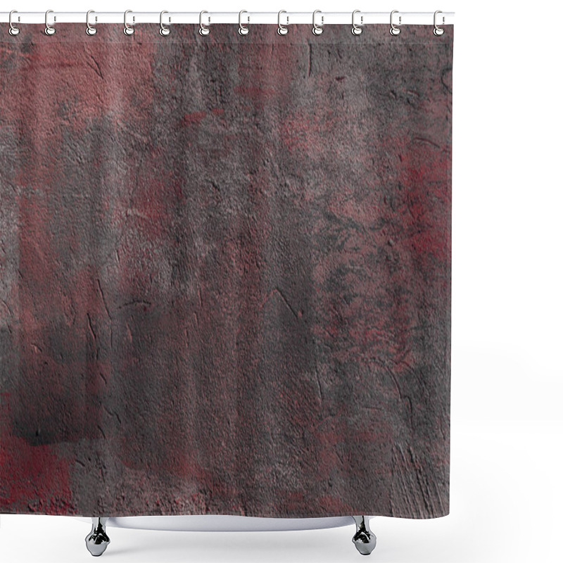 Personality  Close-up View Of Dark Grey And Red Rough Wall Textured Background  Shower Curtains