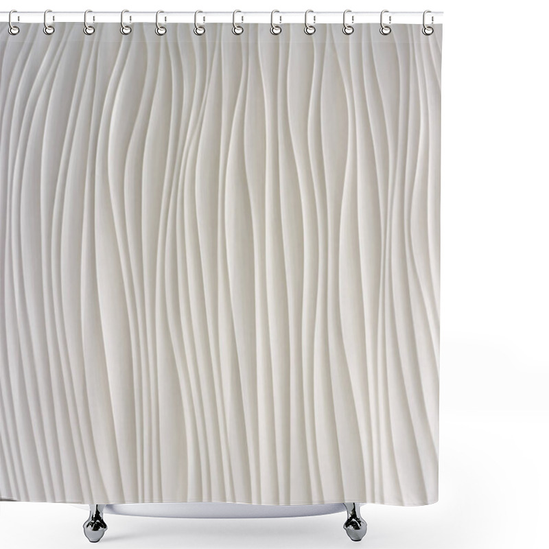 Personality  Clay Wall Texture With Wavy Lines In White. Shower Curtains