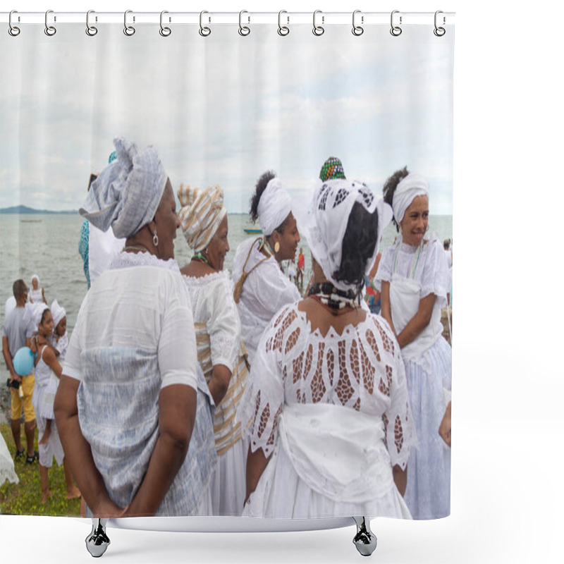 Personality  Members Of The Candomble Religion Are Seen During A Religious Celebration In A Terreiro In The City Of Santo Amaro Da Purificacao In Bahia, Brazil. Shower Curtains