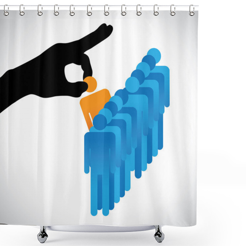 Personality  Concept Illustration Of Choosing The Best Employee. The Graphic Shower Curtains