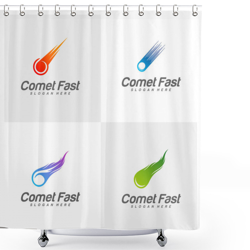 Personality  Set Of Comet Logo Vector, Comet Logo Design Template, Icon Symbol, Illustration Shower Curtains