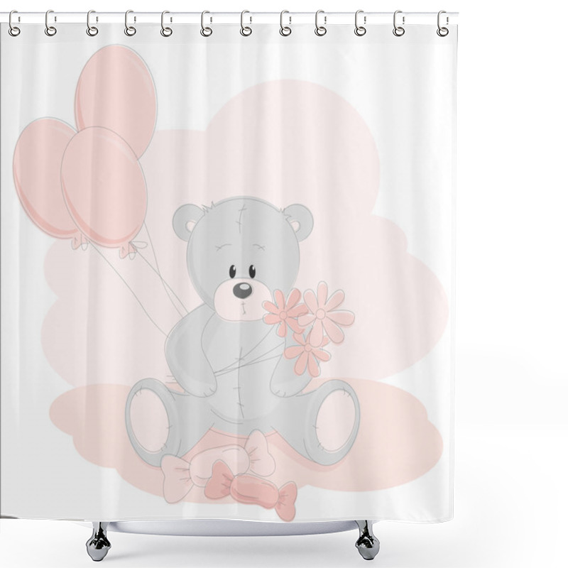 Personality  Greetings Card With Teddy Bear Shower Curtains