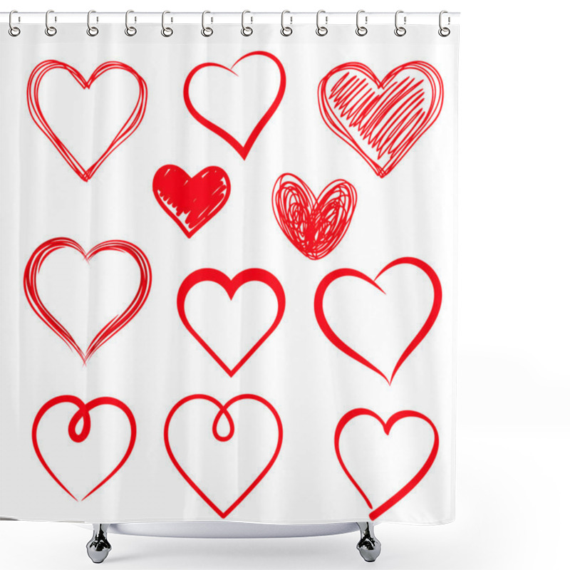 Personality  Vector Hearts Set. Hand Drawn. Shower Curtains