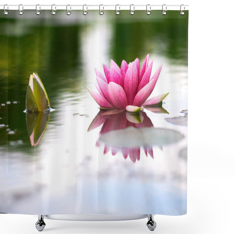 Personality  Lotus Flower In Pond Shower Curtains