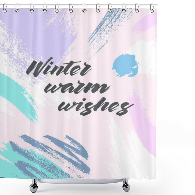 Personality  Trendy Winter Poster With Hand Drawn Shapes And Textures In Soft Pastel Colors.Unique Graphic Design Perfect For Prints,flyers,banners,invitations,special Offer And More.Modern Vector Illustration. Shower Curtains