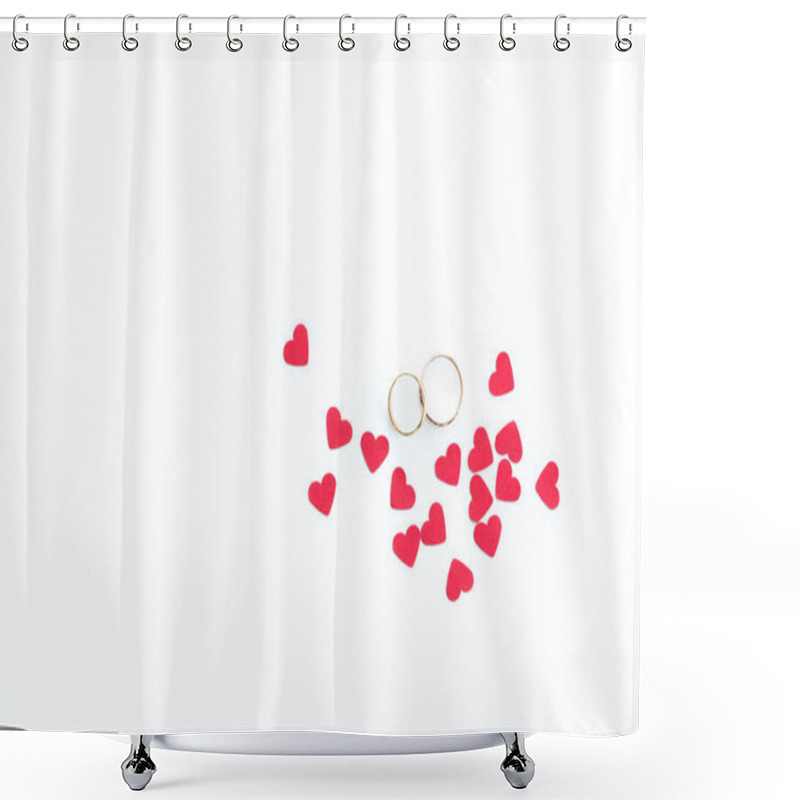 Personality  Wedding Rings And Hearts Shower Curtains