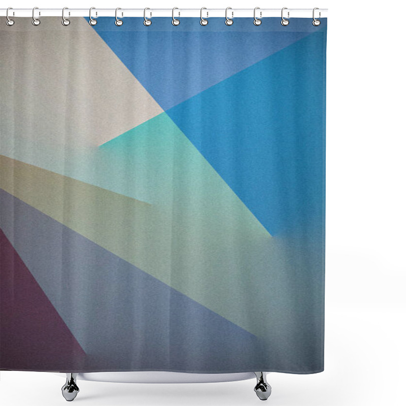 Personality  Vertical Abstract Background Featuring Soft Blue, Beige, And Green Tones, With A Grainy Texture And Geometric Shapes, Perfect For Banners, Wallpapers, And Digital Art Shower Curtains