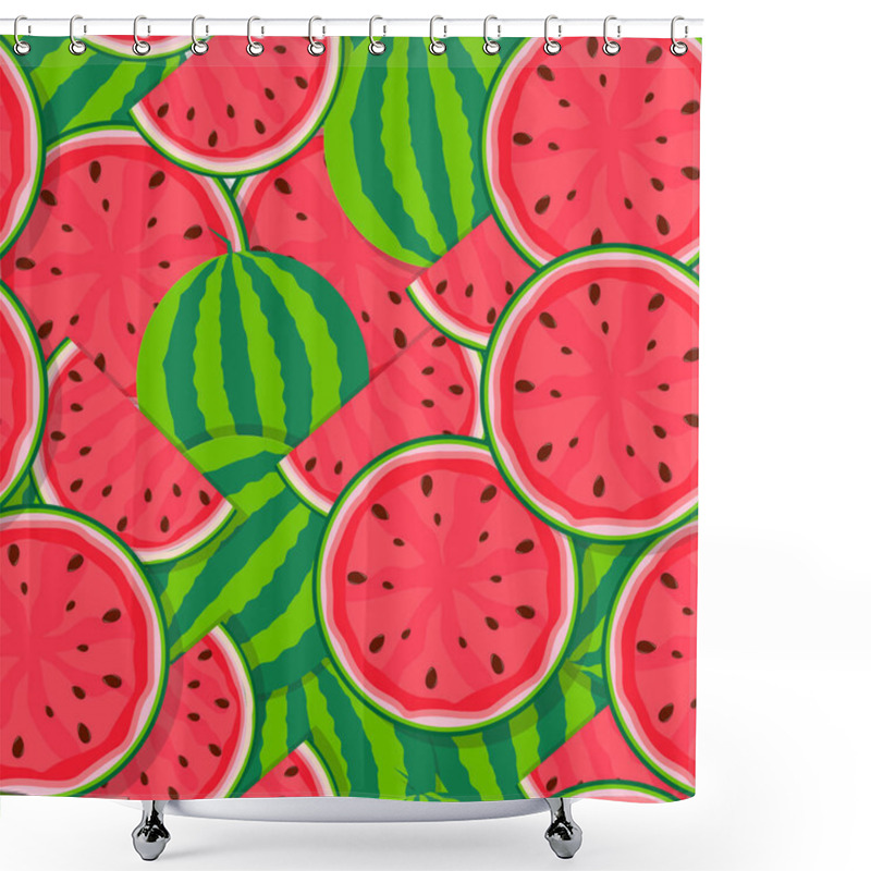 Personality  Seamless Pattern Background From Watermelon. Vector Illustration Shower Curtains