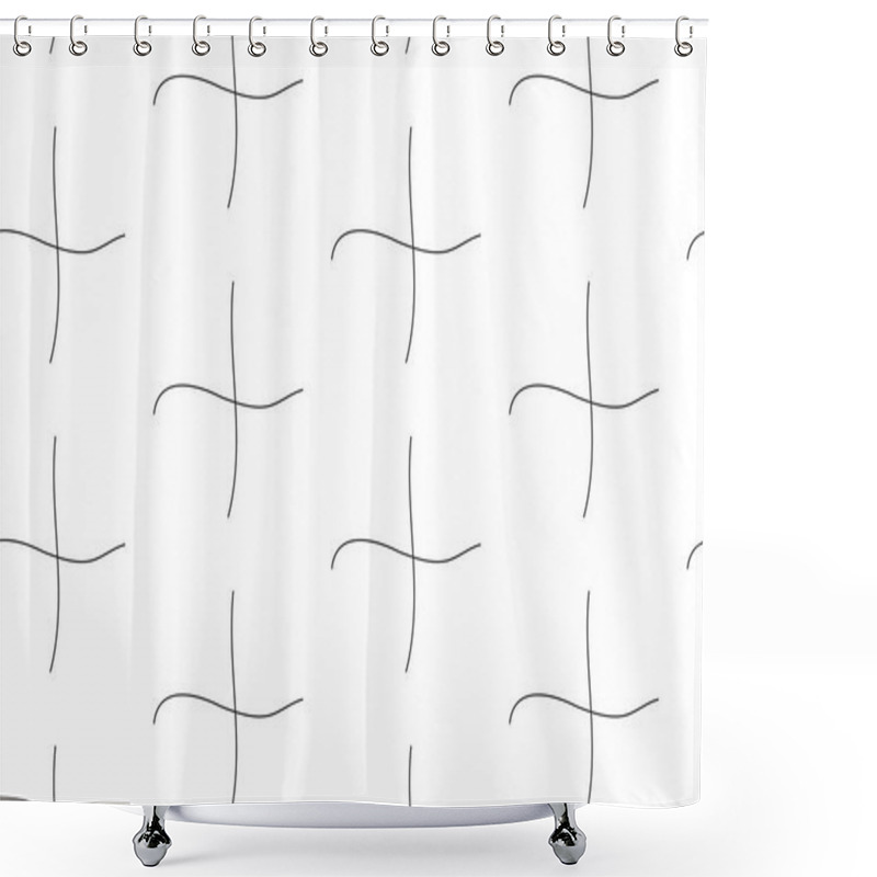 Personality  Curvy Plus Signs On White Background Geometric Design Seamless Vector Graphic Pattern Shower Curtains