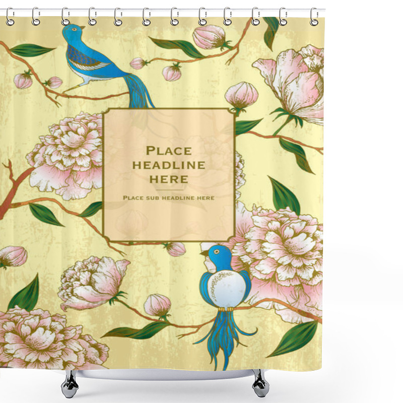 Personality  Peony Flowers And Birds Shower Curtains