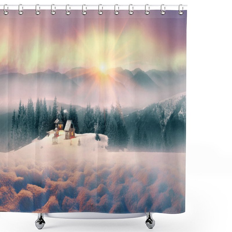 Personality  Old Mountain Village Shower Curtains