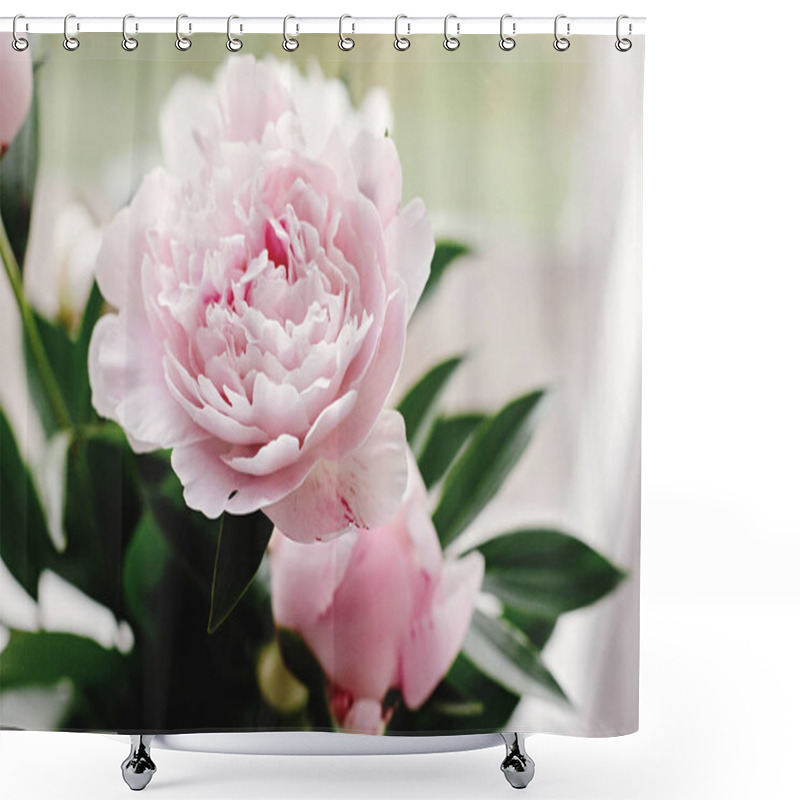 Personality  Lovely Peony Pink And White Flowers  Shower Curtains