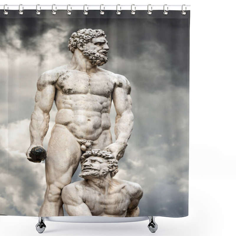 Personality  Close-up Of The Marble Statue Of Hercules And Cacus By Baccio Bandinelli (1493-1560) In Piazza Della Signoria, Florence, UNESCO World Heritage Site,Tuscany, Italy, Europe. Shower Curtains