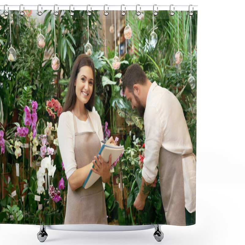 Personality  Two Florists Working Shower Curtains