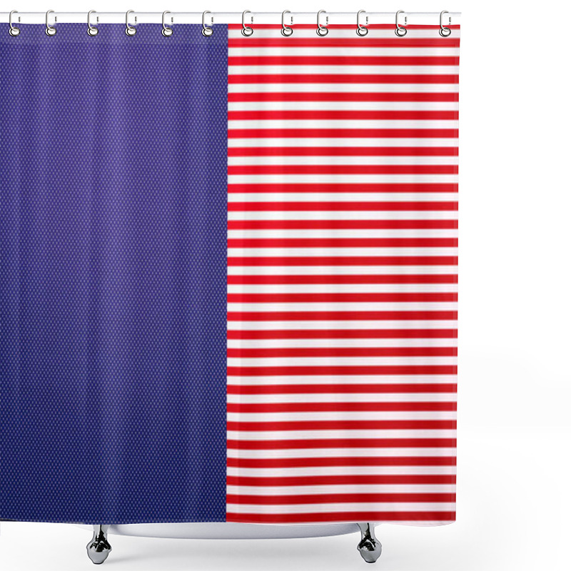 Personality  Top View Of Red Striped And Blue Dotted Templates For Background Shower Curtains