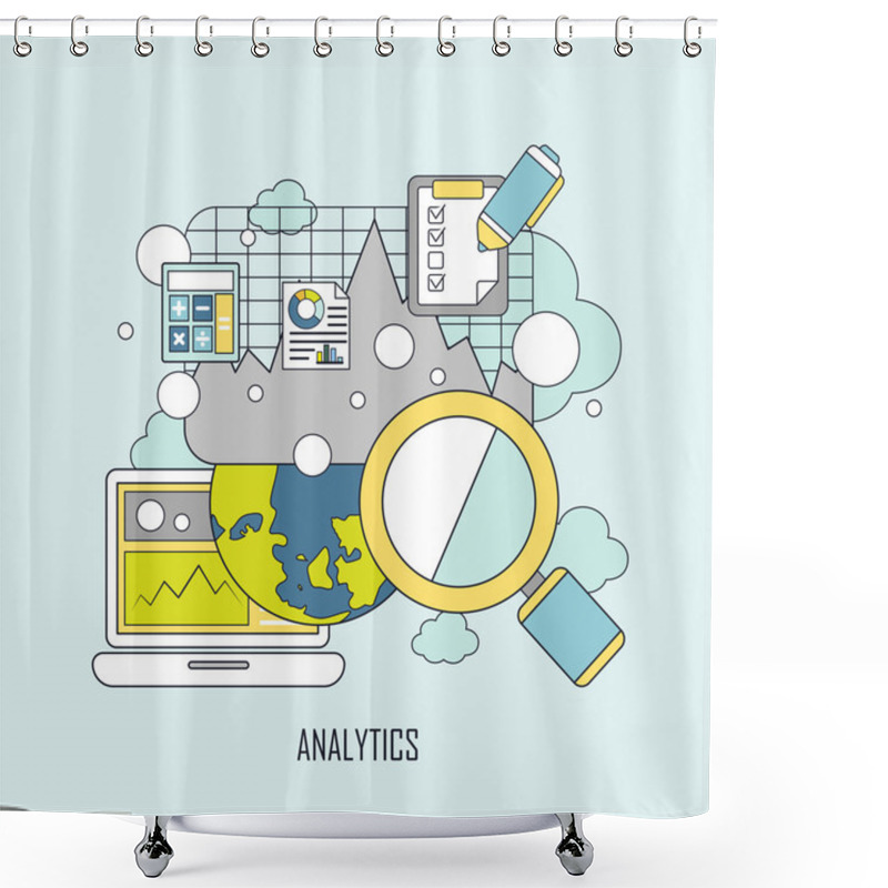 Personality  Data Analytics Concept In Thin Line Style  Shower Curtains