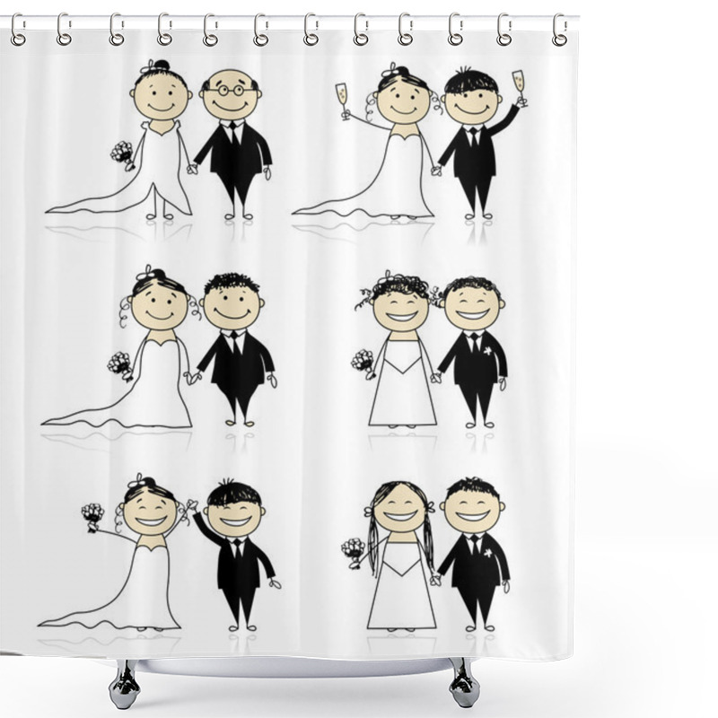 Personality  Wedding Ceremony - Bride And Groom Together For Your Design Shower Curtains