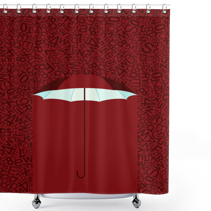 Personality  Raining Text / Vector Umbrella Background; Greeting Card With Rain Of Letters, No Rain And Text Under Open Umbrella. Shower Curtains