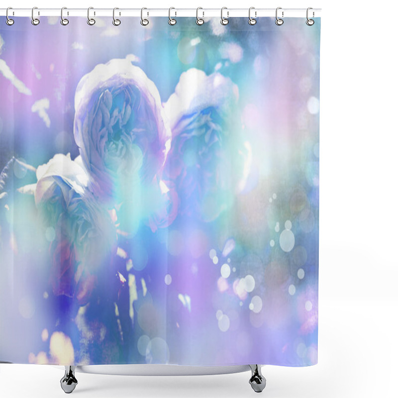 Personality  Beautiful Romantic Background With Roses Shower Curtains