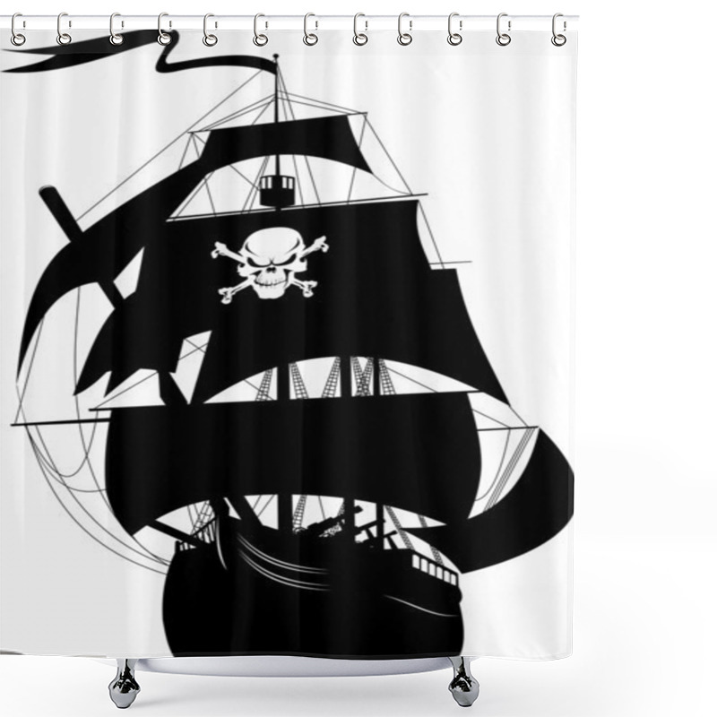 Personality  Black Schooner Shower Curtains