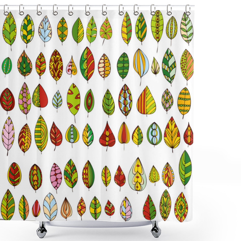 Personality  Set Of Decorative Abstract Leaves Shower Curtains