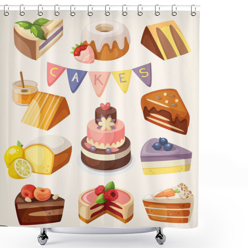 Personality  Cakes Nd Pies Shower Curtains