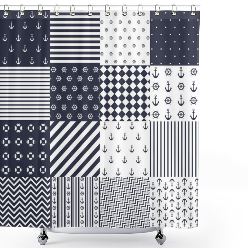 Personality  Seamless Pattern With Nautical Elements Shower Curtains