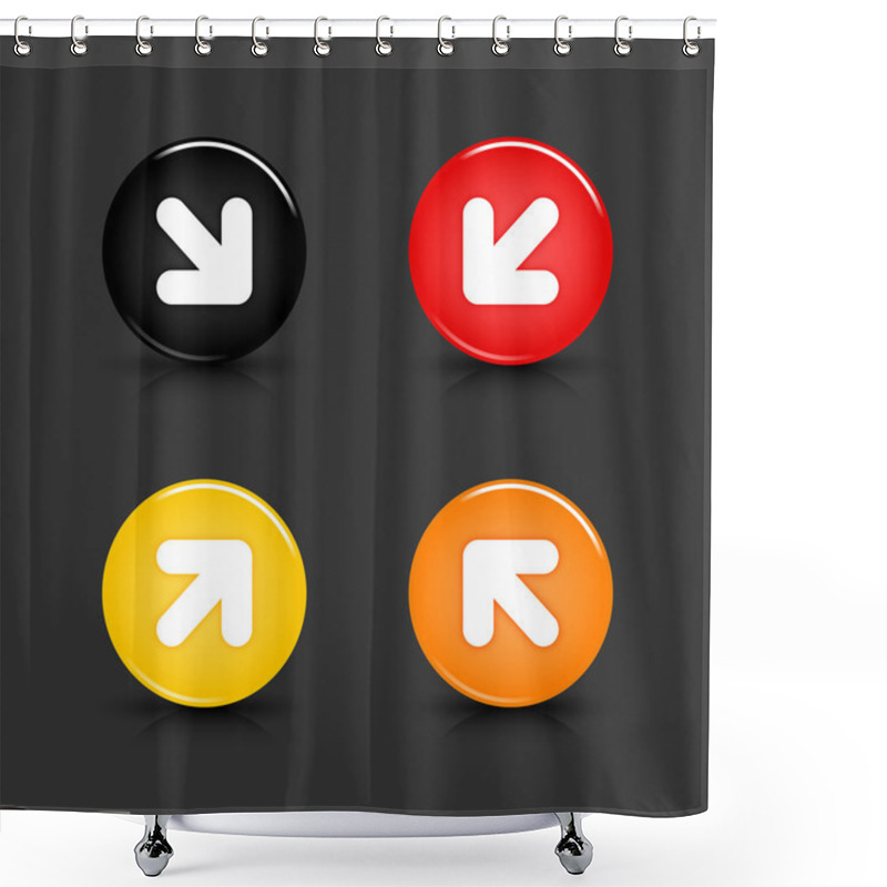 Personality  Color Web 2.0 Button With White Arrow Symbol. Round Shapes With Reflection And Shadow On Gray Background. 10 Eps Shower Curtains