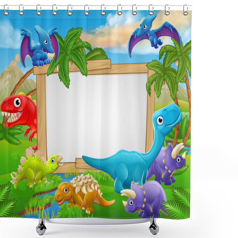 Personality  Cartoon Dinosaurs Sign Shower Curtains