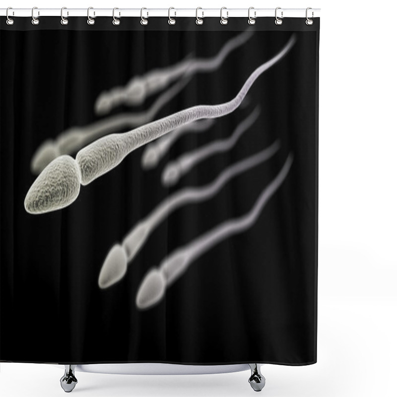 Personality  Sperm Macro On The Black Background Shower Curtains