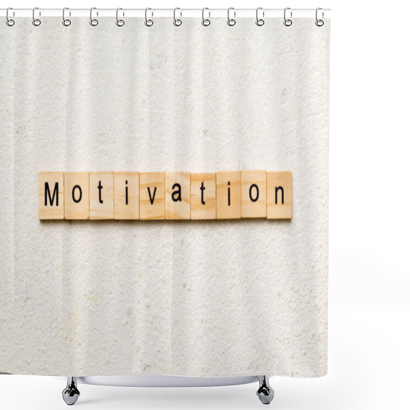 Personality  Motivation Word Written On Wood Block. Motivation Text On Cement Table For Your Desing, Concept. Shower Curtains