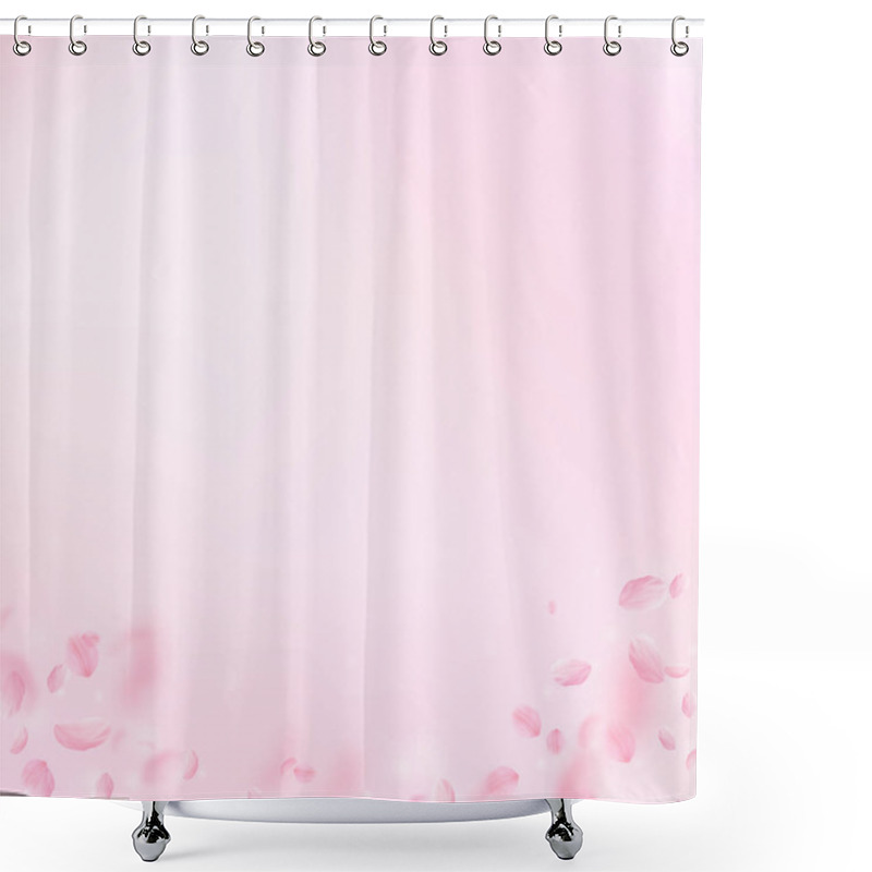 Personality  Sakura Petals Falling Down. Romantic Pink Flowers  Shower Curtains