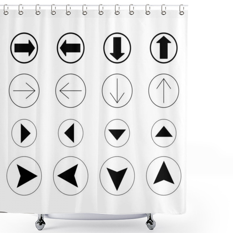 Personality  Black Arrows In Different Directions Isolated On White Shower Curtains