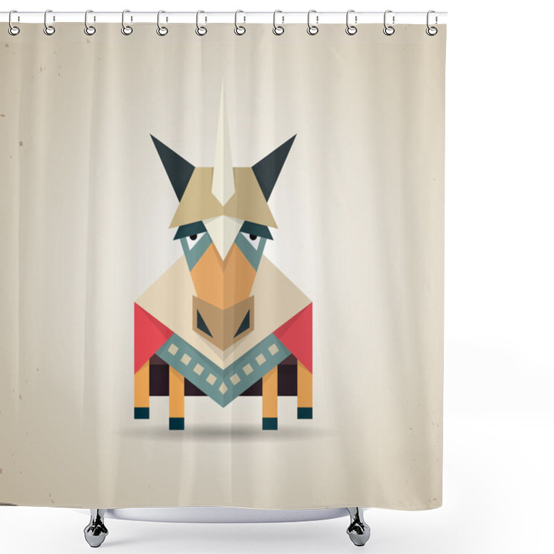 Personality  Magic Cute Origami Unicorn From Folded Paper Shower Curtains