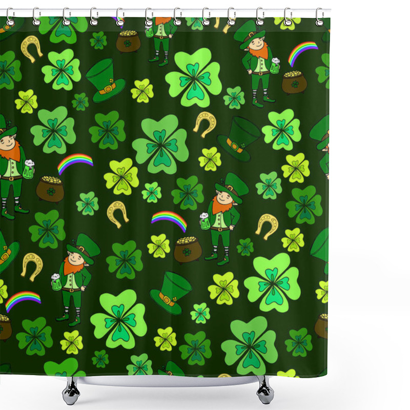 Personality  Seamless St. Patrick S Day. Green Leprechaun Shower Curtains