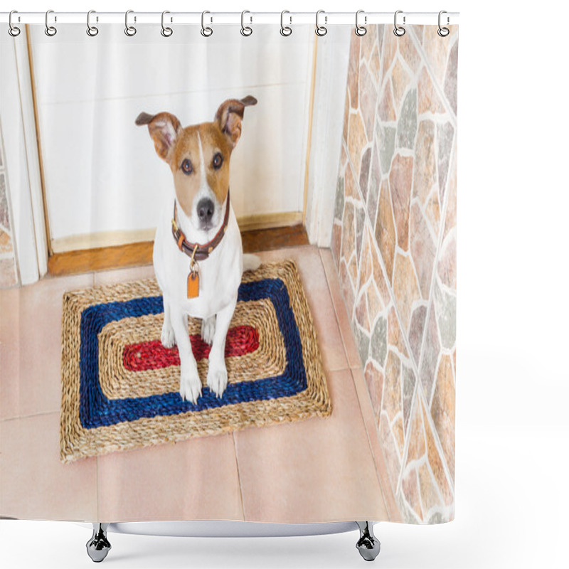 Personality  Dog And Owner  With Leash Shower Curtains