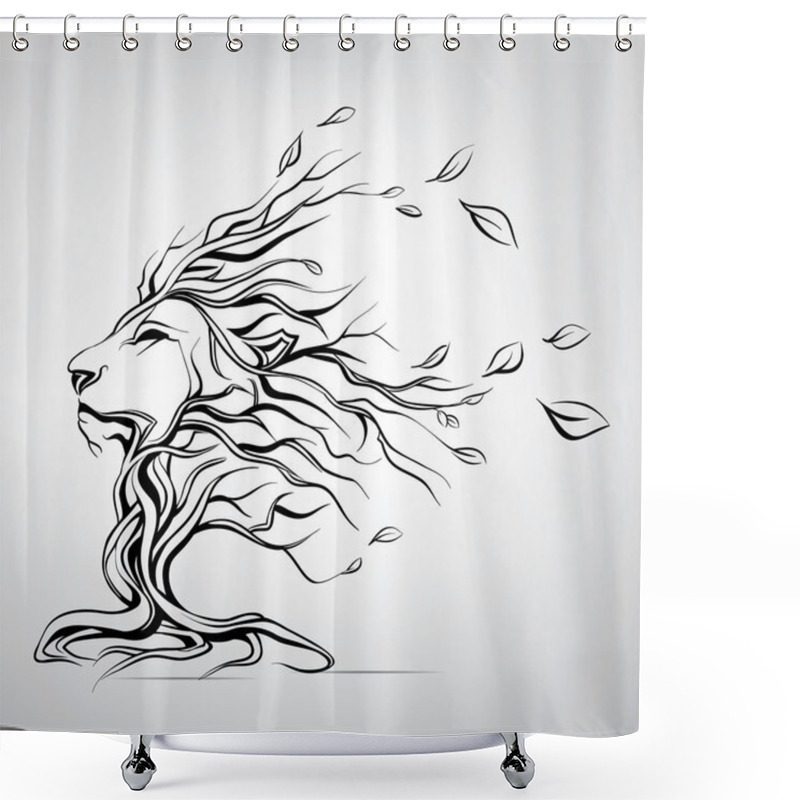 Personality  Head Of Lion In Form Of Tree Shower Curtains